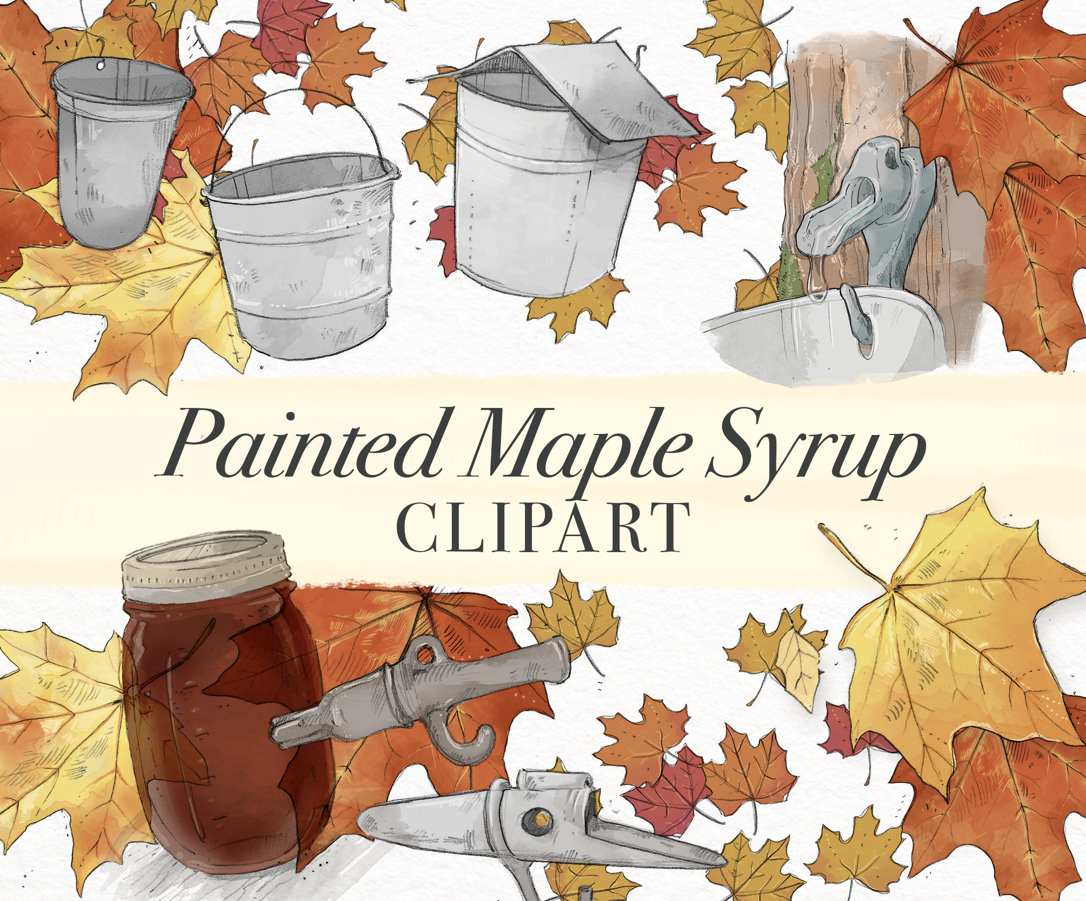 Painted Maple Syrup Clipart Pack Digital Download Etsy
