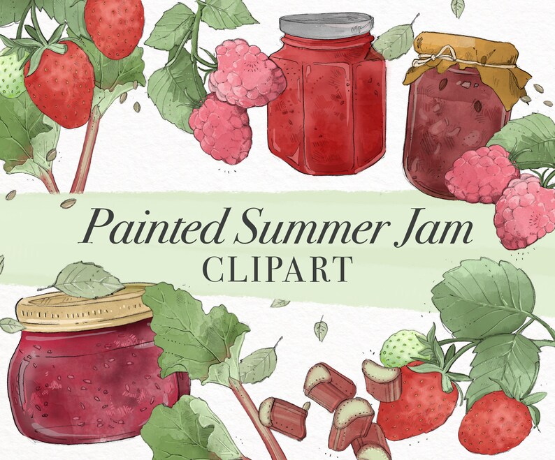 Painted Summer Jam Clipart Pack, Digital Download image 1