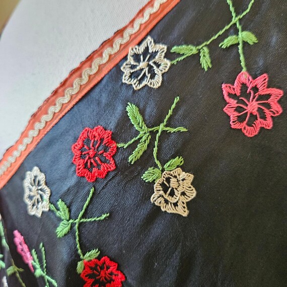 Antique Vintage 20s 30s Black Handmade Embroidere… - image 7