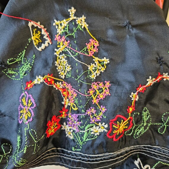 Antique Vintage 20s 30s Black Handmade Embroidere… - image 11