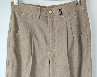 Vaqueros estilo mom jeans Rockies de cintura alta, sin espalda, con pliegues y estampado de pata de gallo, talla M (9/10)