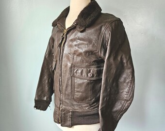 Vintage 60s US Navy G-1 Goatskin Leather Flight Jacket - Size 40