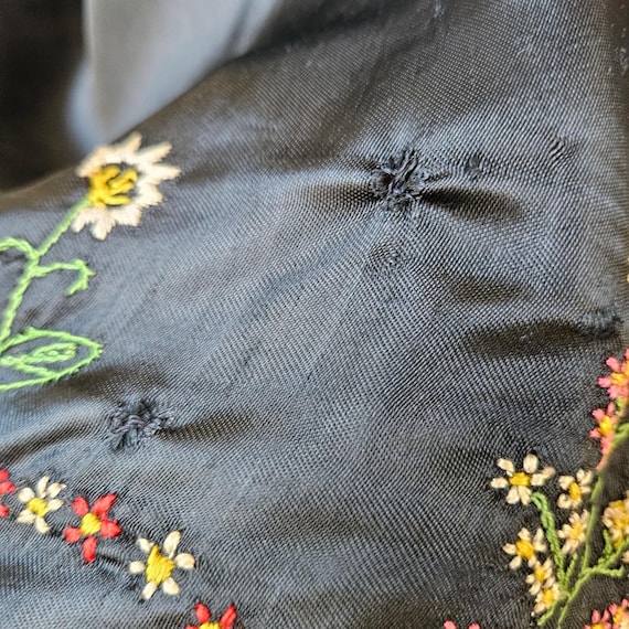 Antique Vintage 20s 30s Black Handmade Embroidere… - image 9