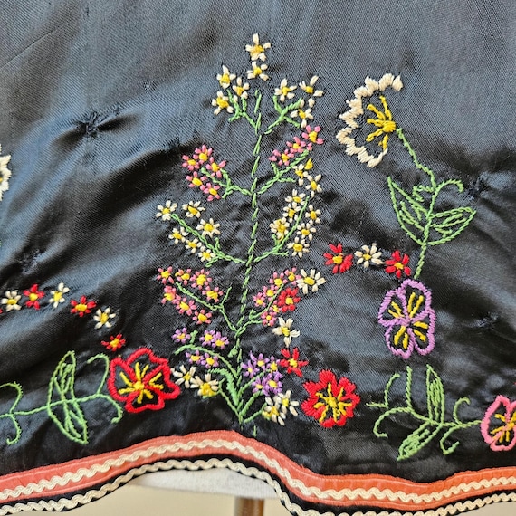 Antique Vintage 20s 30s Black Handmade Embroidere… - image 8