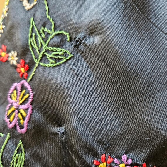 Antique Vintage 20s 30s Black Handmade Embroidere… - image 10