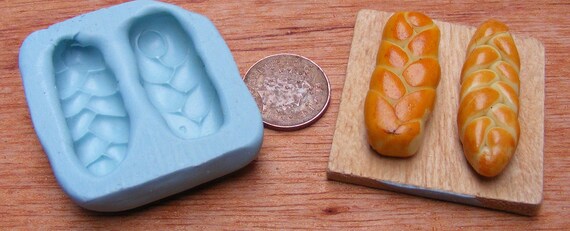 1:12 Scale Reusable 4 Bread Rolls Silicon Rubber Mould Tumdee Dolls House Type C