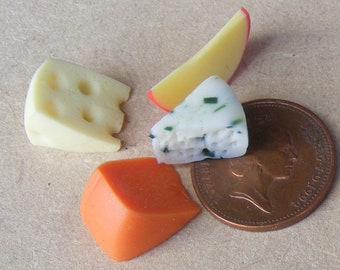 Échelle 1:12 4 tranches de fromage mélangées faites main maison de poupées miniatures accessoire alimentaire