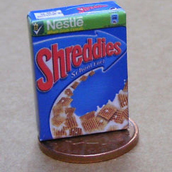 1:12 Escala vacía Shreddies Cereal Packet Dolls House Miniature Food Accessory