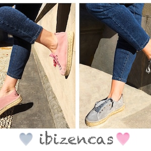 Ibiza Island Boho Sneakers Espadrilles- Lace Oxford shoes, made of Suede Leather, Platform shoes, comfortable shoes, comfy shoes, flats