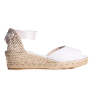ANNA Peep Toe WHITE Wedge Lace Up Espadrille Boho style Wedding, Low heel bridal, countryside wedding, beach wedding shoes, casual, flats