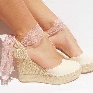 BOHOIBIZA Ivory Dusty Pink Lace Up Espadrilles, dance shoes, ballerina shoes, boho shoes, romantic shoes, bachelorette, sandals, comfortable