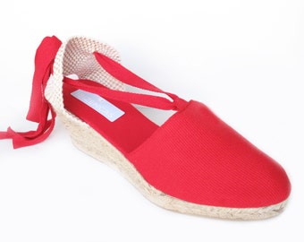 MEDIUM Wedge Lace Up Women Espadrilles Organic Cotton