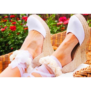 Audrey Wedges Lace Up Espadrilles Boho Wedding sandals , bridal shoes, platform shoes, countryside, bridesmaid, baby shower Pumps, ibizencas