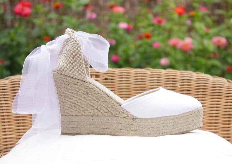 Audrey Wedges Lace Up Espadrilles Boho Wedding sandals ,bridal shoes, platform shoes, countryside, bridesmaid, baby shower Pumps, ibizencas