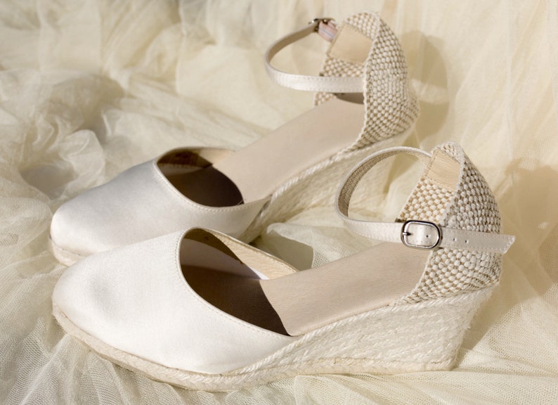 PARIS Boho SATIN Platform Wedding Wedges Espadrilles Bridal Etsy