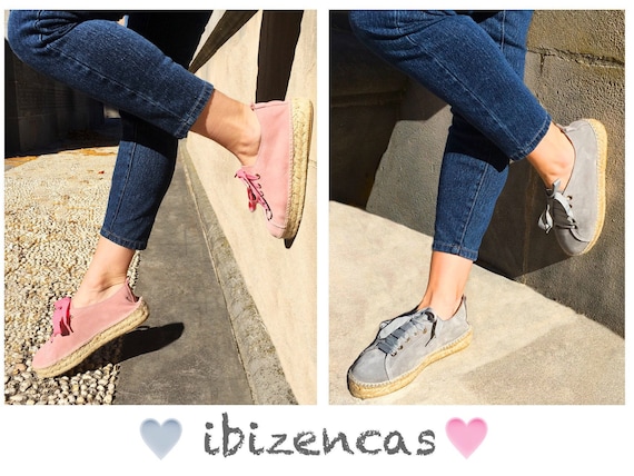 Ibiza Island Boho Sneakers Espadrilles Lace Oxford Shoes Made of Suede Leather Platform Shoes Comfortable Shoes Comfy Shoes Flats