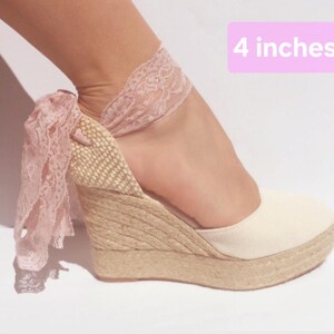 BOHOIBIZA Ivory Dusty Pink Lace Up Wedge Espadrilles, party shoes, boho shoes, bridesmaid shoes, bachelorette, platform shoes, prom shoes image 6