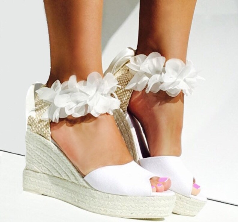 BOHOLUXE Peep Toe Platform Wedge Lace up Espadrille Boho Etsy