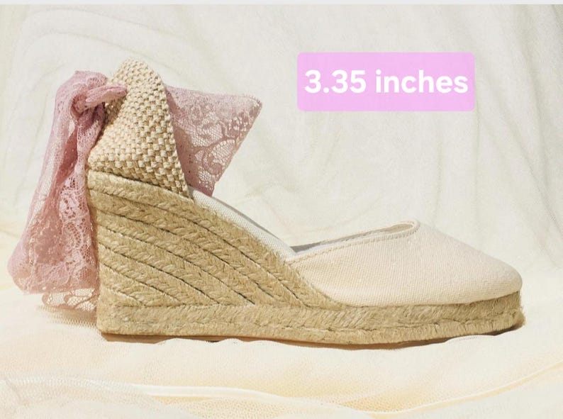 BOHOIBIZA Ivory Dusty Pink Lace Up Wedge Espadrilles, party shoes, boho shoes, bridesmaid shoes, bachelorette, platform shoes, prom shoes image 7