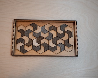 Hexagon Swirl Tessellation Puzzle / Wooden STEAM Toy