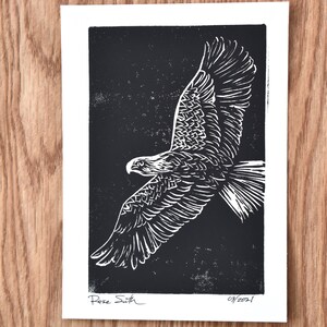 Soaring Eagle Hand-carved Wooden Block Print