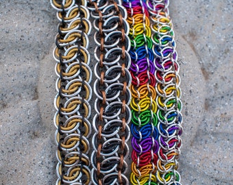 Rainbow Battenburg Chainmail Bracelet Garter Belt