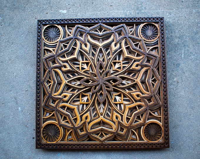 Layered Wooden Mandala Radial Flower Sacred Geometry Wall Art Laser Cut ...