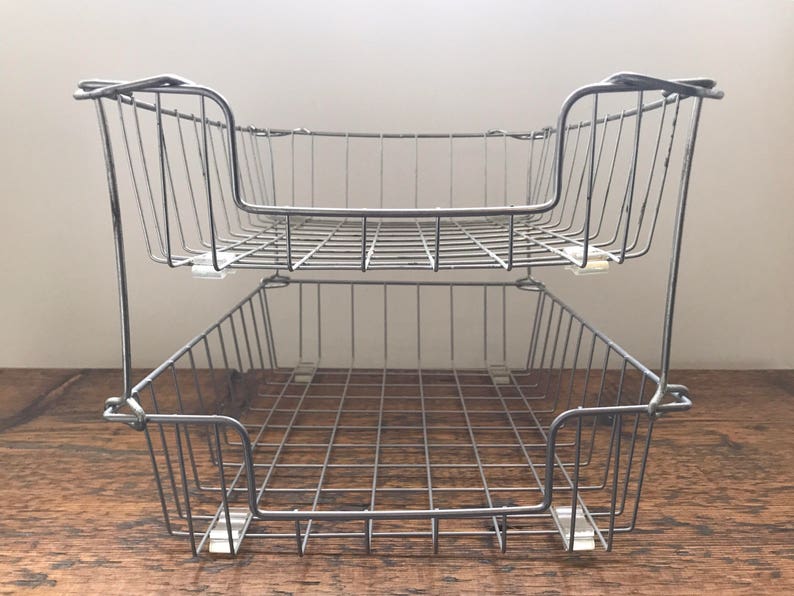Vintage Wire Baskets / Storage File Basket / Industrial Office Etsy