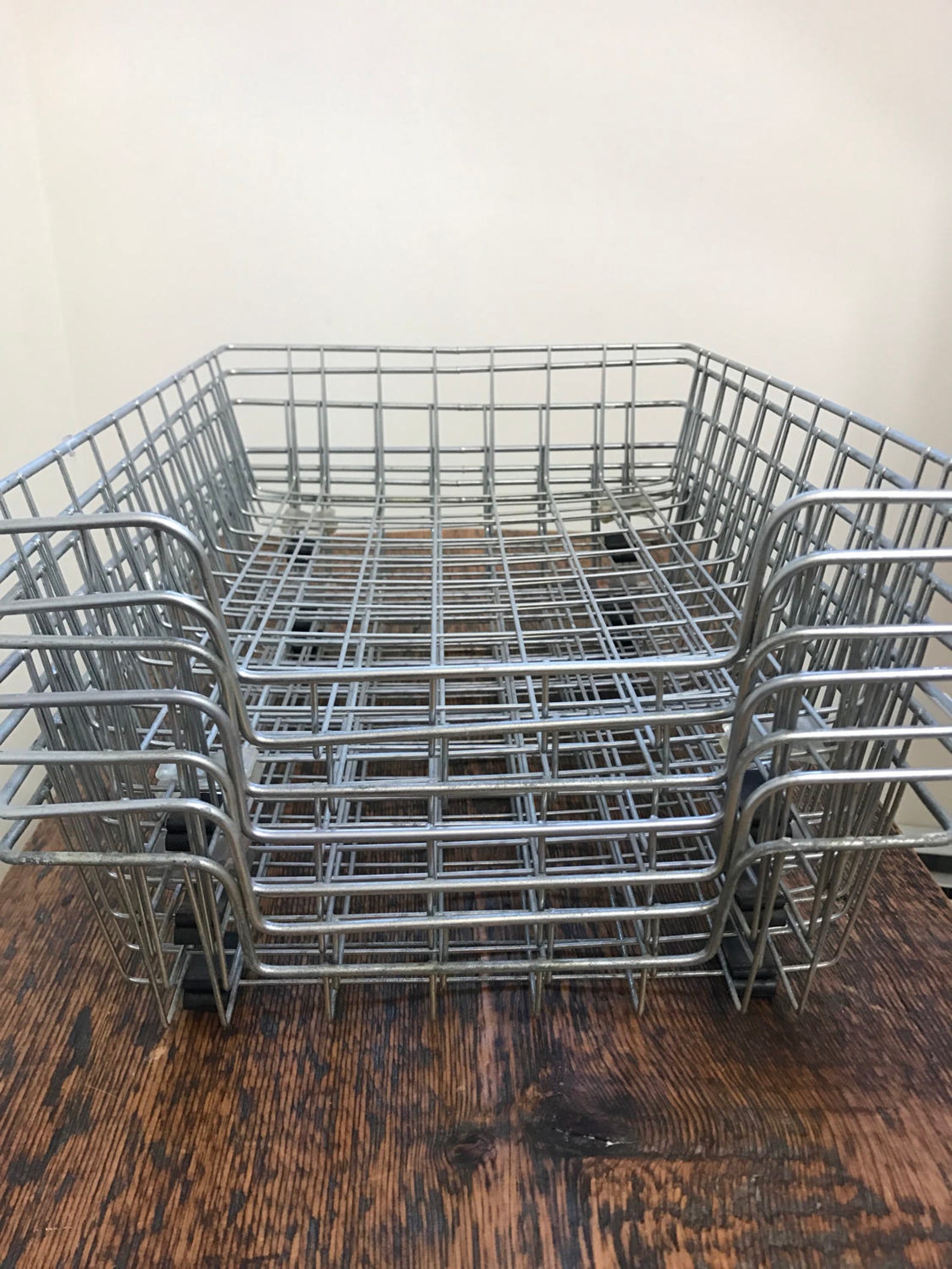 Vintage Wire Baskets / Storage File Basket / Industrial Office Etsy