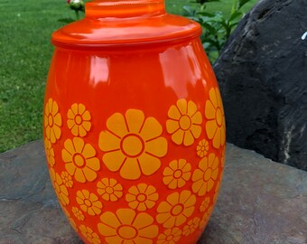Vintage Bartlett Collins Orange Daisy Cookie Jar, BC Cookie Jar, Bartlett Collins Collectable