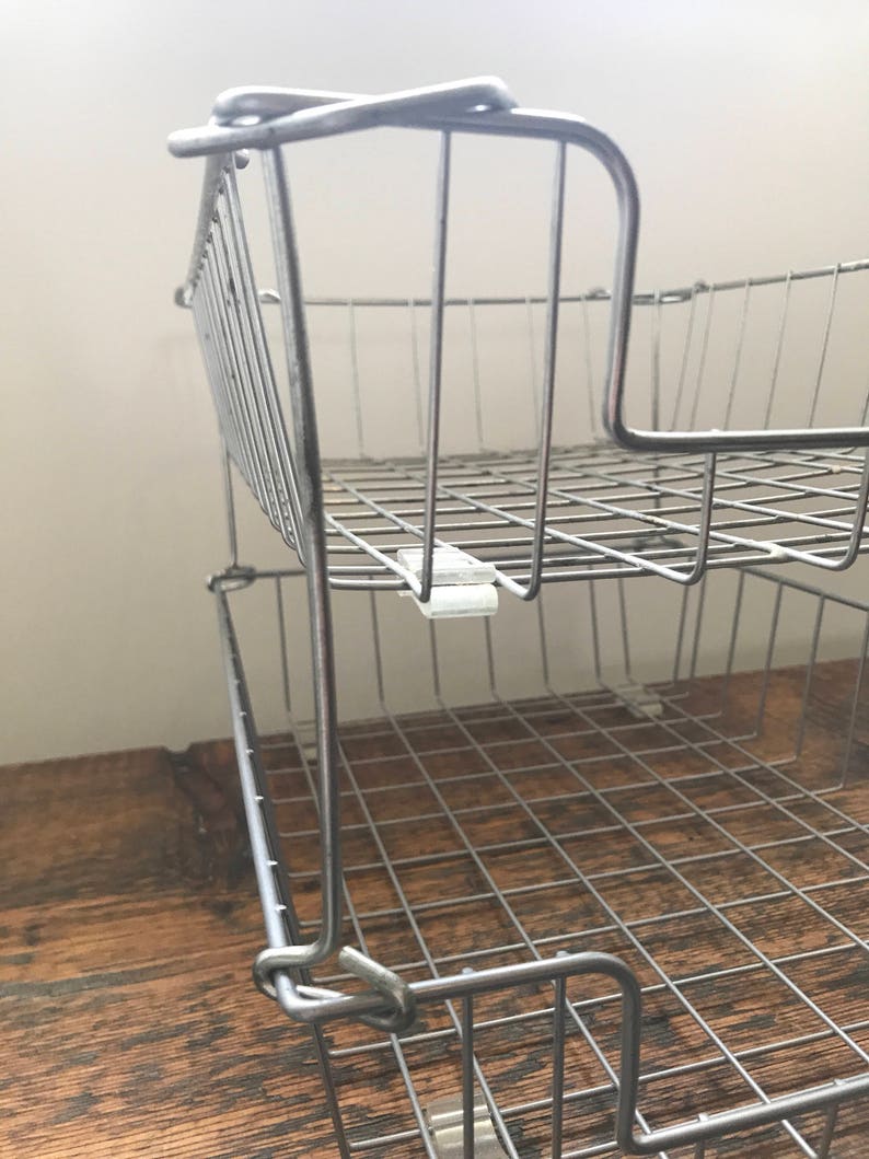 Vintage Wire Baskets / Storage File Basket / Industrial Office Etsy