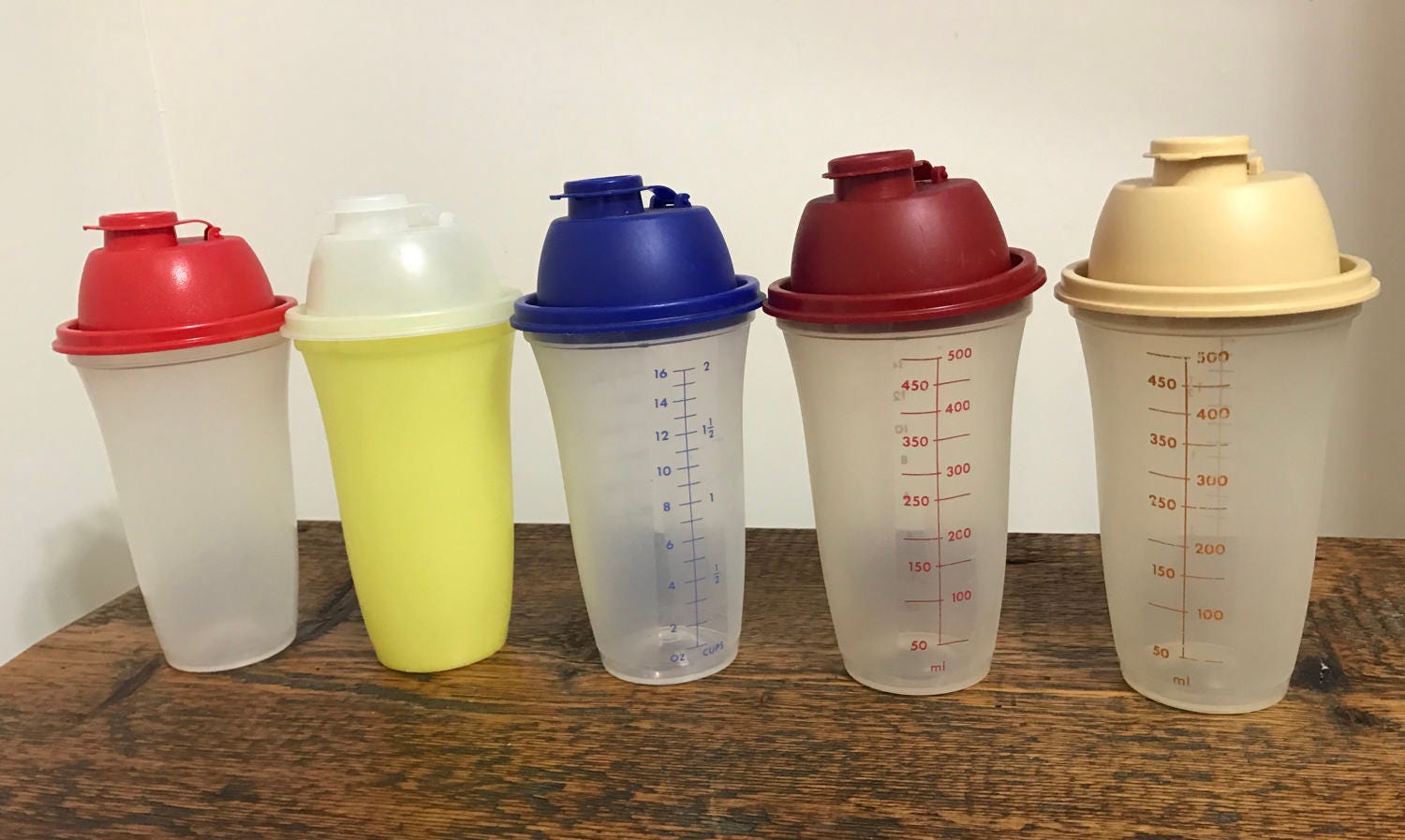 Vintage Tupperware Quick Shake Gravy Shaker Blenders, 844 and 5641 