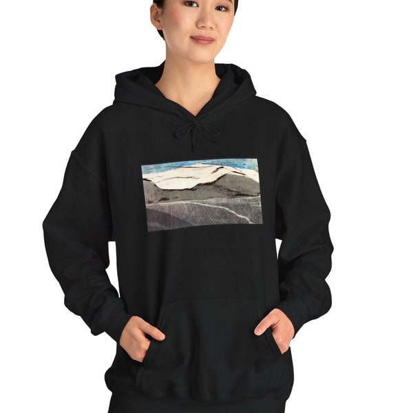 Fine art Hooded Sweatshirt unique artwork for nature lover mountain hiking shirt  pastel colors sweater for mother dad gift cool warm top