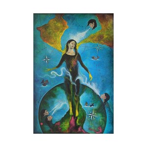 Pintura inspirada en mapas impresa en lienzo mate, estirada, 0,75"