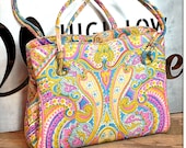 Vintage rosa blu oro Paisley stampa Saks Fifth Ave borsa borsa della frizione