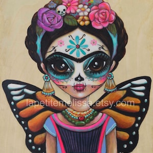 Frida Mariposa- Ilustración inspirada en Frida Kahlo, Mariposa, impresión de arte caprichoso de Melissa Victoria Nebrida