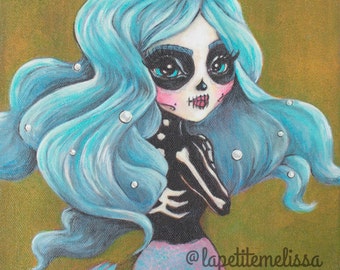 Pearla- Dia de Los Muertos Mermaid fine art print 8x10