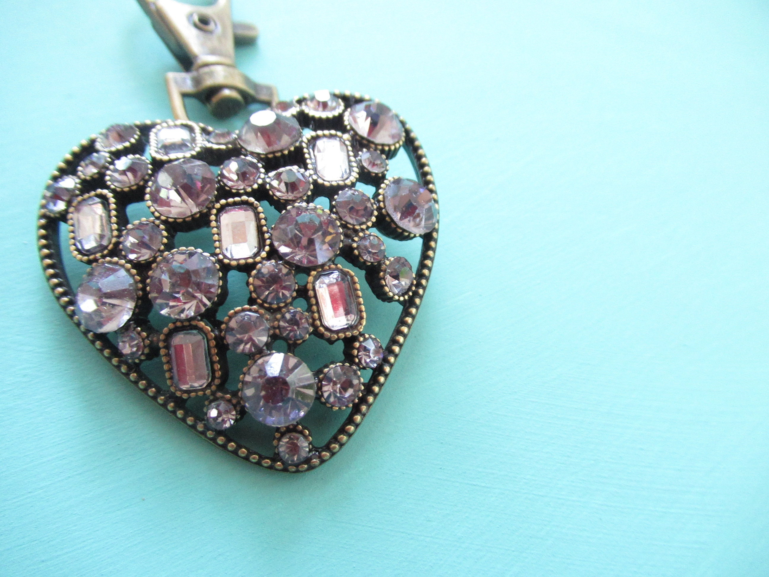 Heart with Rhinestones Purse Charm Handbag Charm Zipper Etsy