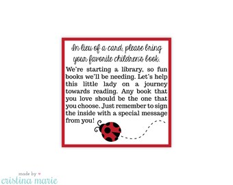 INSTANT DOWNLOAD, ladybug baby shower, bring a book, printable, printing available