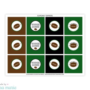 INSTANT DOWNLOAD, football party, cupcake toppers, printable cupcake toppers, party circles image 1