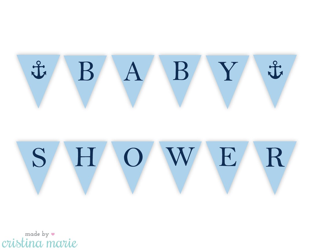 INSTANT DOWNLOAD, Nautical Baby Shower, Pennant Banner, Printable - Etsy