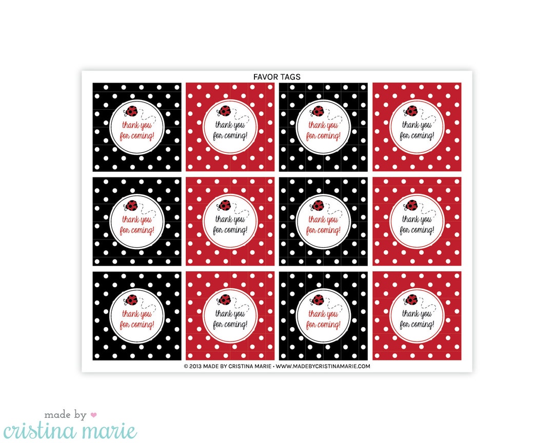 INSTANT DOWNLOAD, Ladybug Baby Shower, Ladybug Party, Printable Favor ...