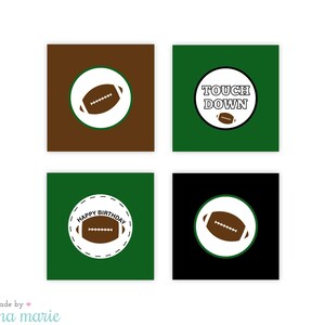 INSTANT DOWNLOAD, football party, cupcake toppers, printable cupcake toppers, party circles image 2