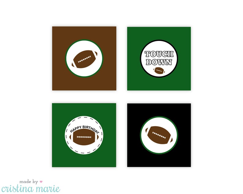 INSTANT DOWNLOAD, football party, cupcake toppers, printable cupcake toppers, party circles image 2