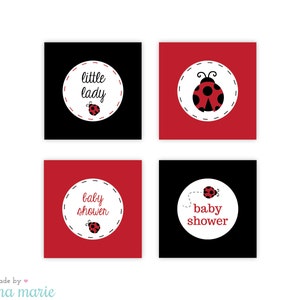 INSTANT DOWNLOAD, ladybug baby shower, cupcake toppers, printable cupcake toppers, party circles image 2