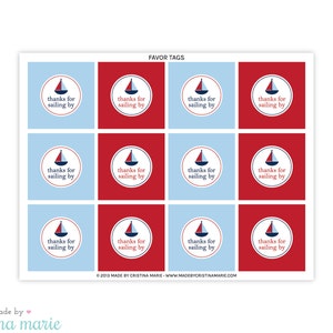 INSTANT DOWNLOAD, nautical baby shower, printable favor tags, thank you tags