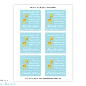 INSTANT DOWNLOAD, jungle baby shower, bring a book printable, printing available image 2