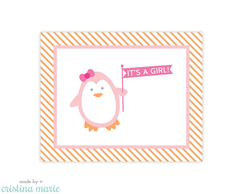 INSTANT DOWNLOAD, Penguin Baby Shower, Printable Sign, It's a Girl - Etsy