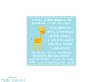 INSTANT DOWNLOAD, jungle baby shower, bring a book printable, printing available