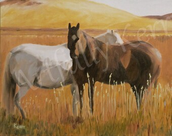 Horses: Best Friends Art Reproduction Print 8"x10" and 11"x14"